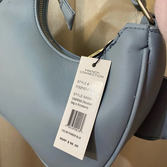 French Connection Blue Shoulder Bag with Coin Pouch - Picture 2 of 6